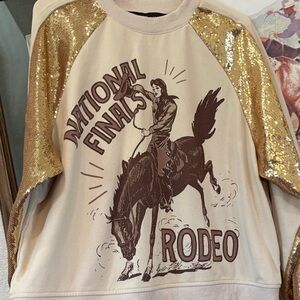 Rodeo Quincy Graphic Sweatshirt with Gold Sleeves